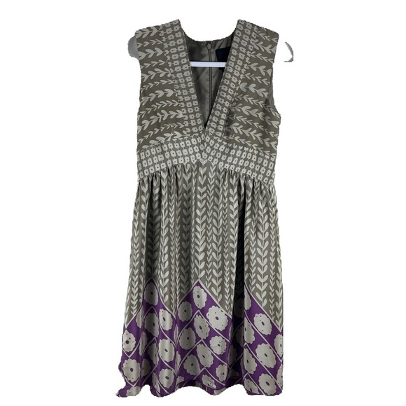 Anna Sui | Silk Wheatfields Deep V Neck Dress Earthy Wedding Guest | 4 - Picture 1 of 7